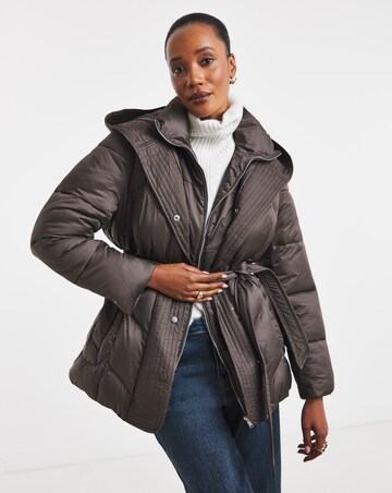 Mocha Zip Front Padded Coat