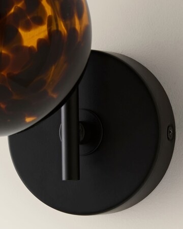 ValueLights Chiara Black Leopard Glass Globe Wall Light