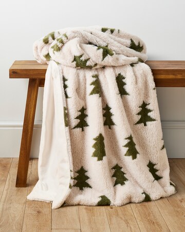 Carved Trees Faux Fur Throw