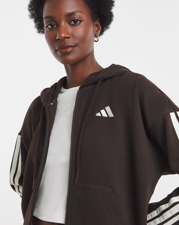 adidas 3 Stripe Fleece Full Zip Hoodie