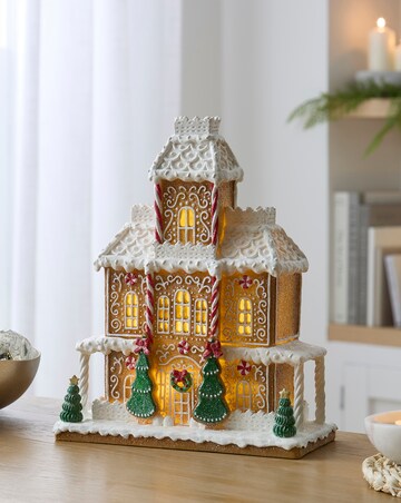 Large Lit Gingerbread House
