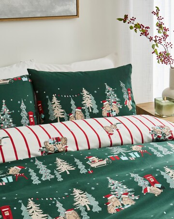 Christmas Hedgehog Cotton Blend Reversible Duvet Cover Set