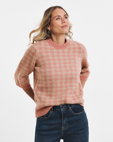 Sponge Check Short Sleeve Knitted Tee
