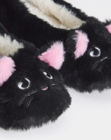 Brandy Cat Fluffy Ballerina Slippers - Wide Fit (E)