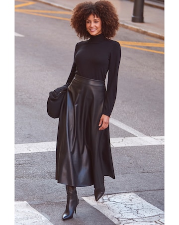Sosandar Faux Leather Full Midaxi Skirt