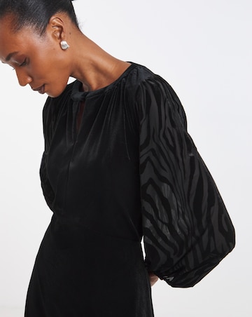 Black Velvet Sheer Sleeve Shift Dress