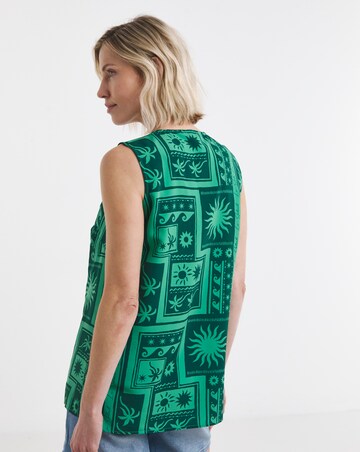 Abstract Print V Neck Woven Vest