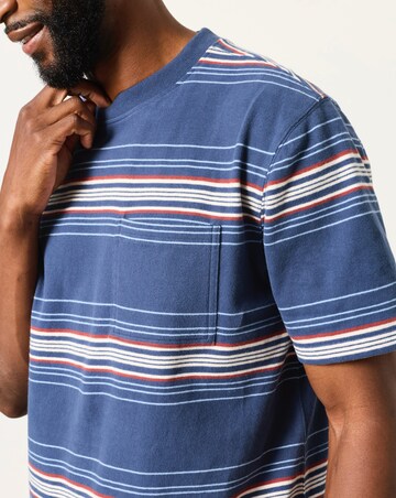 FatFace Short Sleeve Stripe Relaxed T-Shirt - Blue