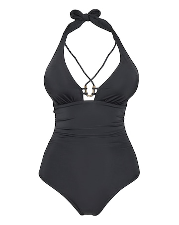 Halterneck Trim Detail Swimsuit