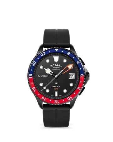 Rotary AMOLED GPS Calling Black Silicone Smart Watch