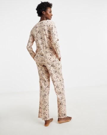 Pretty Secrets Coffee Print Pointelle Rib Pyjama Set