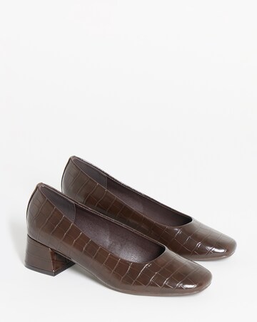 Heavenly Soles Catherine Low Block Heel Court Shoes - Wide Fit (E)