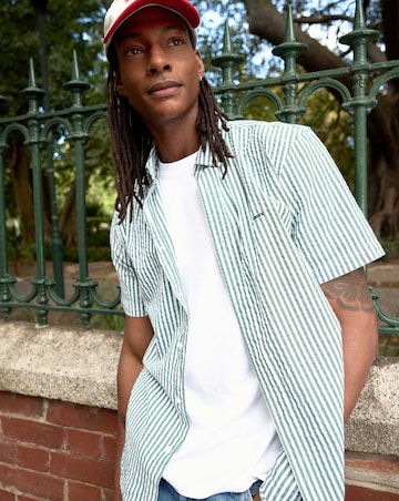 Levi's Short Sleeve Authentic Button Down Stripe Shirt - Green