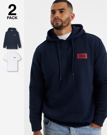 Jack & Jones Rush Hoodie and T-Shirt 2-Pack - Navy/White