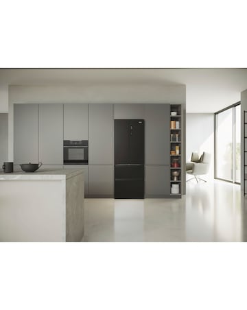Haier HFR5719ENPB 70 FD Plain Door Refrigerator Black + Install