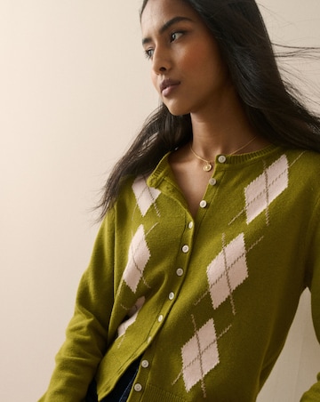 Nobody's Child Fine Gauge Argyle Knitted Cardi
