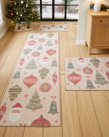 Christmas Baubles Washable Doormat