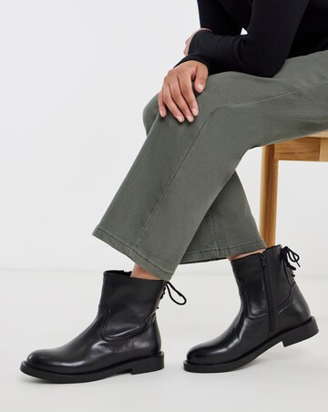 Jasmin Leather Flat Ankle Boots - Wide Fit (E)
