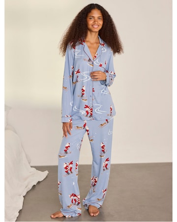Chelsea Peers Classic Long Sleeve Button Up Christmas Pyjama Set