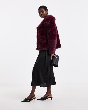 Burgundy Short Faux Fur Jacket
