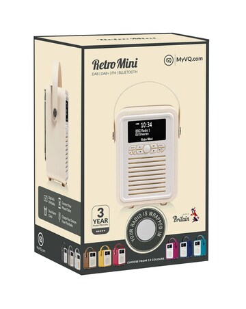 VQ Retro Mini DAB Radio - Light Grey