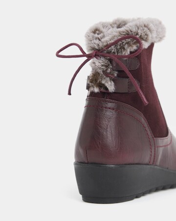 Cushion Walk Faux Fur Cuff Laced Back Boots - Wide Fit (E)