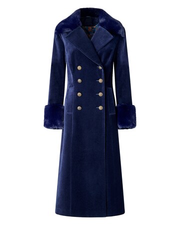 Joe Browns Hallie Faux Fur Trim Long Velvet Coat