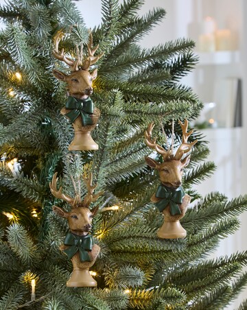 Set of 3 Hanging Stags with Bow