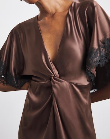 Joanna Hope Satin Lace Trim Midi Dress