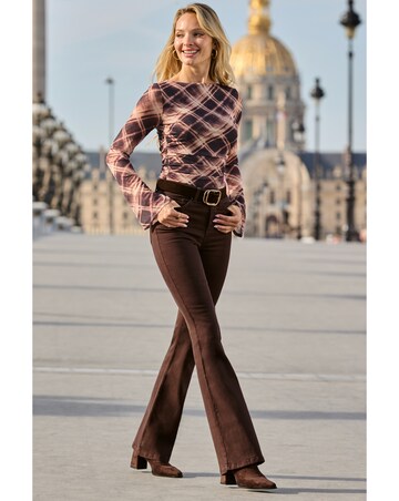 Sosandar Slash Neck Fluted Sleeve Top