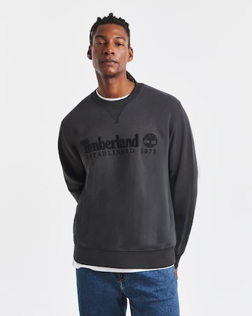 Timberland Established 1973 Embroidered Logo Crew Neck Sweatshirt - Black