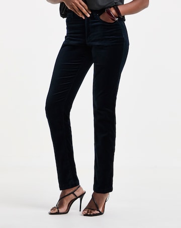 Dark Teal Velvet Slim Leg Jeans