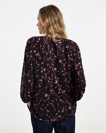 Printed Soft Touch V-Neck Longline Top