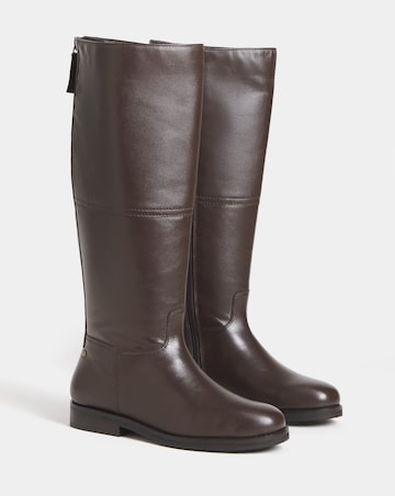 Theodora Leather Flat Knee High Boots - Wide Fit (E) & Curvy Calf