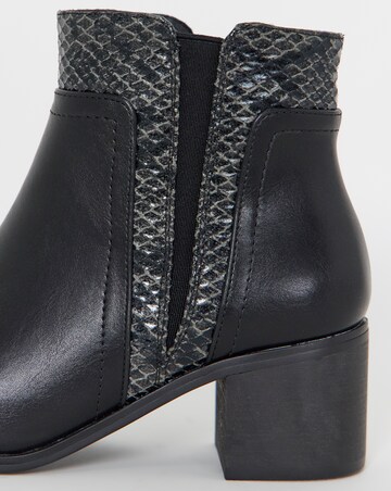 Cushion Walk Elasticated Contrast Snake Heeled Boots - Extra Wide Fit (EEE)