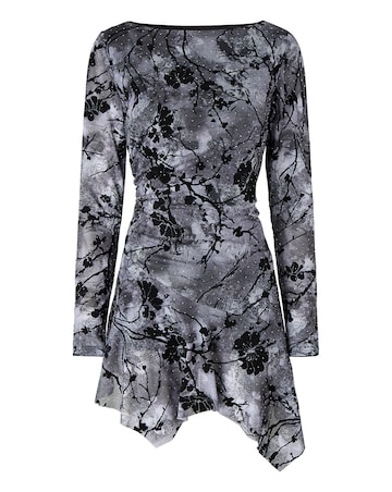 Joe Browns Flocked Sparkle Tunic Top With Asymmetric Hem