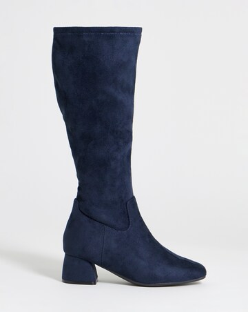 Natalya Block Heel Stretch Knee High Boots - Wide Fit (E) & Standard Calf