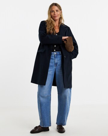 Navy Single Breasted Lined Coat