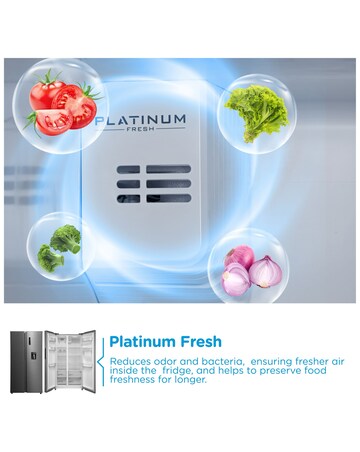 Midea Side-by-Side Fridge Freezer - Silver + Installation
