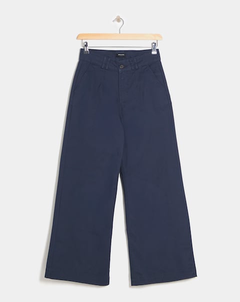Navy Stretch Wide Leg Chino Trouser