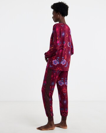 Figleaves Celestial Floral Contrast Leopard Lounge Set