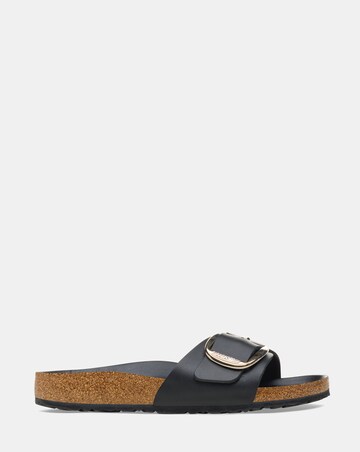 Birkenstock Madrid Black Oiled Leather Big Buckle Sandals - Standard Fit (D)