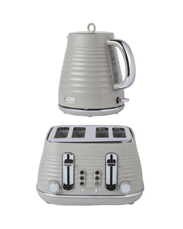 Salter Ripple Rapid Boil Kettle & Salter Ripple 4 Slice Toaster- Taupe Bundle