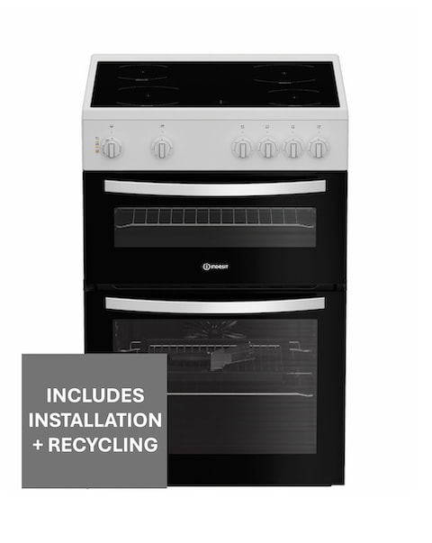 Indesit ITE6VMW 60cm Electric Twin Cooker with Ceramic Hob - White Installation