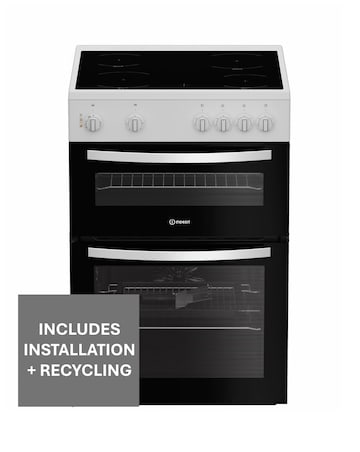 Indesit ITE6VMW 60cm Electric Twin Cooker with Ceramic Hob - White Installation
