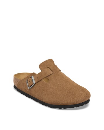 Birkenstock Classic Suede Boston Clogs - Dark Tea