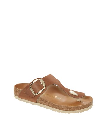 Birkenstock Gizeh Cognac Oiled Leather Big Buckle Sandals - Standard Fit (D)
