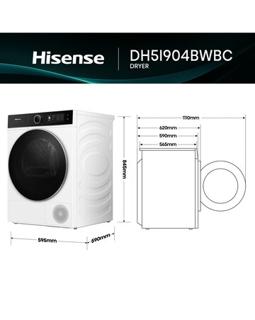 Hisense 5i 9kg KitchenFit Heat Pump Dryer White
