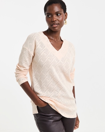 Blush Glitter Textured Long Sleeve V-Neck Top