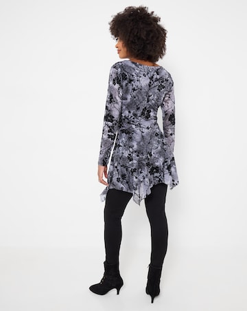 Joe Browns Flocked Sparkle Tunic Top With Asymmetric Hem